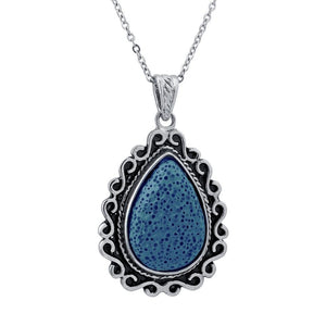 Lava Stone Diffuser Pendant Necklace (Blue)